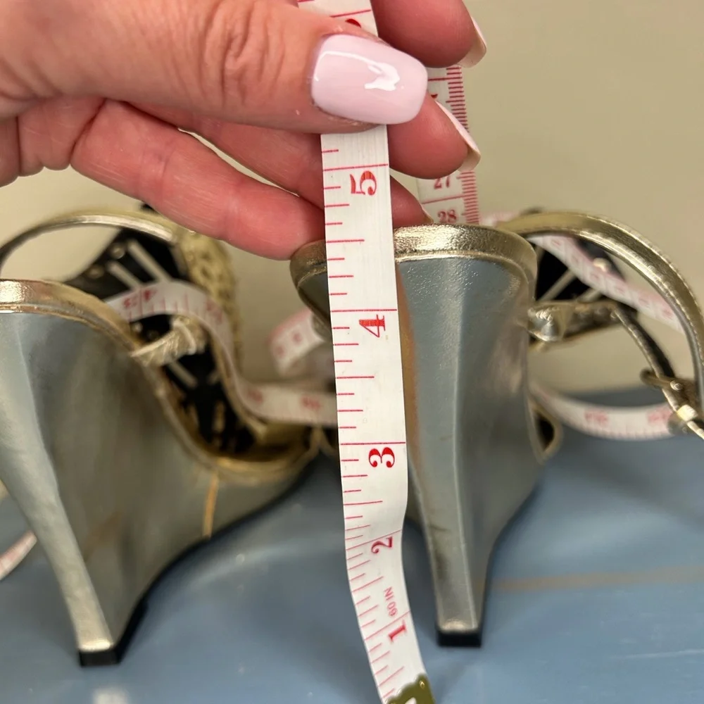 LFL Metallic Gold Wedge Sandals